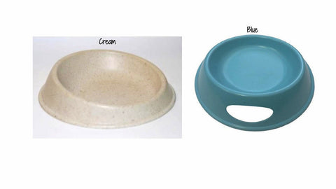 tan and blue Bamboo Water Bowl for Cats