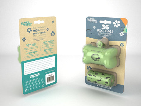 Earth Friendly Poop Bags with Dispenser - 36 Bags