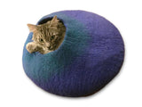Cat Cave Cocoon - Sky Blue and White