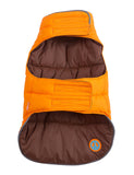 Puffer Dog Coat - Reversible Orange/Brown