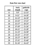 dog  raincoat sizing chart 