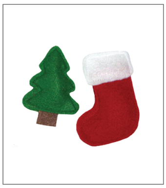 tree and Christmas stocking catnip toys 