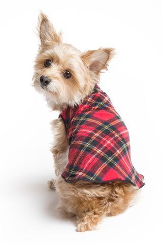 Fleece Lightweight Stretchy Jacket - Red Tartan Plaid