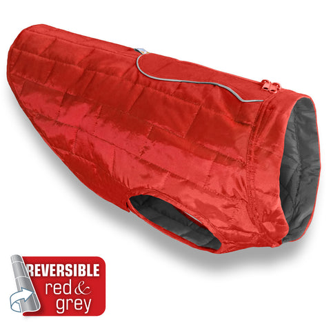 Loft Dog Jacket - Reversible - Red Grey