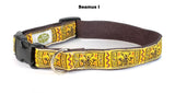 yellow with red stripes dog collar 