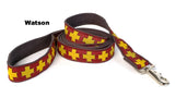 red with yellow crosses dog leash 